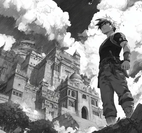 纯爱题材漫画封面，樱花树下的双人剪影